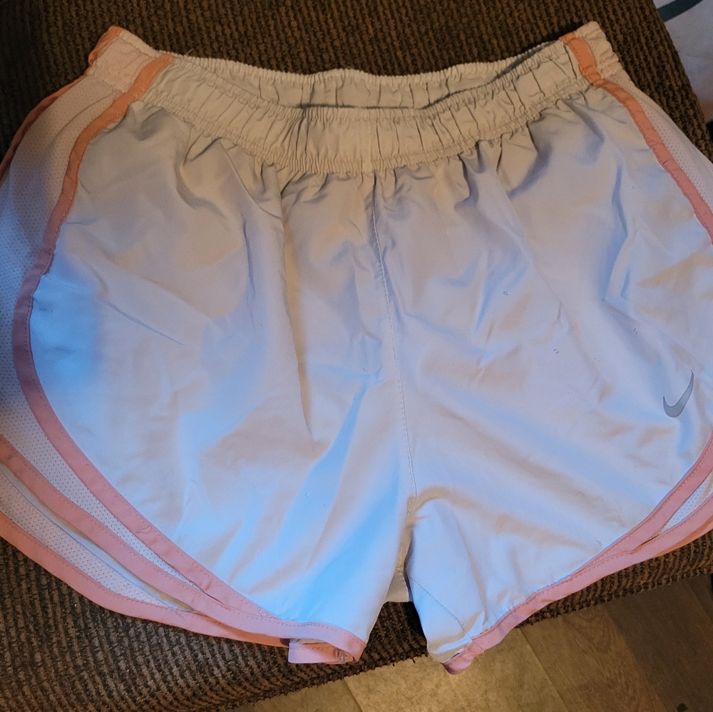 Nike Women's White and Pink Athletic Shorts